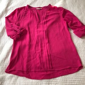 Pink flowy top with pleating detail